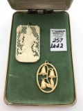 Lot of 2 Carved Ladies Pendants