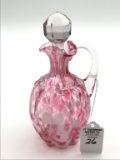 Vintage Cranberry Opalescent Cruet w/ Stopper