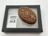 Sm. Antique Cranberry Glass Gilt Brass