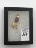 14K Bird Brooch Pin
