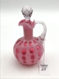 Vintage Cranberry Opalescent  Coin Dot Cruet