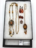 Group of Vintage Amethyst Stone & Glass Beaded