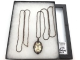 Lot of 2 Sterling Silver Chains-One w/ Clear Stone