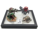 Lot of 4 Jeweled Boxes Including Frog,