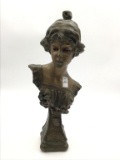 Ladies Plaster Bust Statue (20 1/2 Inches Tall)