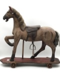 Very Nice Antique Wood Carved Ride on Toy Horse