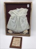 Framed Child's Christening Dress & Sm.