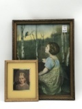 Lot of 2 Framed Prints Including Girl w/
