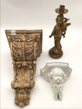 Lot of 3 Including Metal Cupid Design 14 1/2 Inch