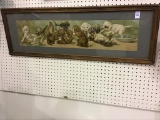 Framed Vintage Yard Long of Puppies