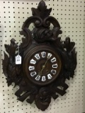 Carved Black Forrest Keywind Clock w/ Dog &