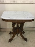 Antique Victorian White Marble Top Parlor Table