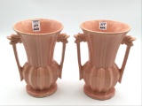 Pair of Matching McCoy Dbl Handled Vases