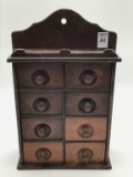 Wall Hanging Primitive Wood 8 Drawer Spice