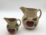 Lot of 2 Watt Pottery Apple Design Pitchers