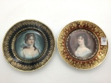 Lot of 2 Vintage Victorian Portrait Plates w/