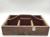 Primitive Divided Wood Basket w Cut Out