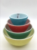 Vintage Pyrex Set of 4 Primary Color Mixing