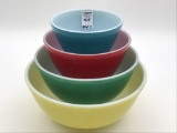 Vintage Pyrex Set of 4 Primary Color Mixing Bowls