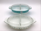 Set of 2 Vintage Pyrex Two Divided Casserole