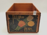 Wood Adv. Box Tulip Brand Pears USA
