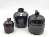 Lot of 3 Sm. Brown Stoneware Crock Jugs