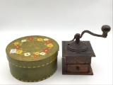 Lot of 2 Including Wood Coffee Grinder & Folk