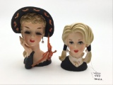 Lot of 2 Vintage Ladies Head Vases