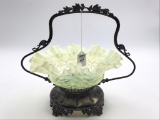 Victorian Brides Basket w/ Holder Marked
