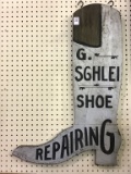 Dbl Sided Wood Adv. Sign in Shape of Shoe