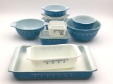 Lg. Set of Vintage Pyrex in Snowflake Garland