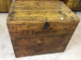 Lg. Primitive Wood Lift Top Box Front Marked