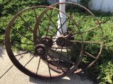 Pair of Lg. 35 1/2 In Round Iron Wheels