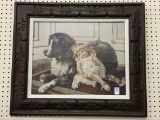 Framed Print of Sleeping Girl w/ Doll & Dog