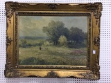 Ornate Framed Vintage Landscape Painted Signed