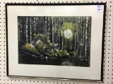 Framed Watercolor Abstract Forest Scene