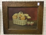 Rustic Framed Fruit Painting on Board