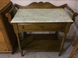 One Drawer Marble Top Wash Stand Cabinet w/