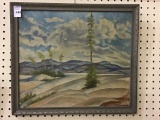 Framed Landscape Painting on Board by JD Becker