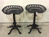 Lot of 2 Matching Iron Machinery Type Seat
