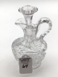 SIgned Libbey Brilliant Cut Glass Cruet w/ Stopper