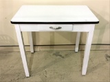 Black & White Porcelain Top One Drawer Work Table