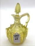 Fenton Vaseline Glass Cactus Cruet w/ Stopper