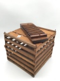 Lot of 2 Including Primitive Egg Carrier & Wood