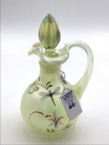 Signed Fenton Yellow Iridescent Glass Handled