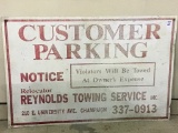 Metal Sign Customer Parking Reynolds Towing