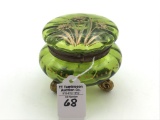 Antique Moser Enamel Floral Design Powder Jar