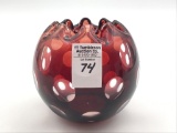 Vintage Dark Ruby Red Coin Dot Rose Bowl