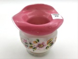 Antique Cased Glass Floral Design Vase