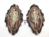 Pair of Incolay Stone Nude Women Hanging Wall